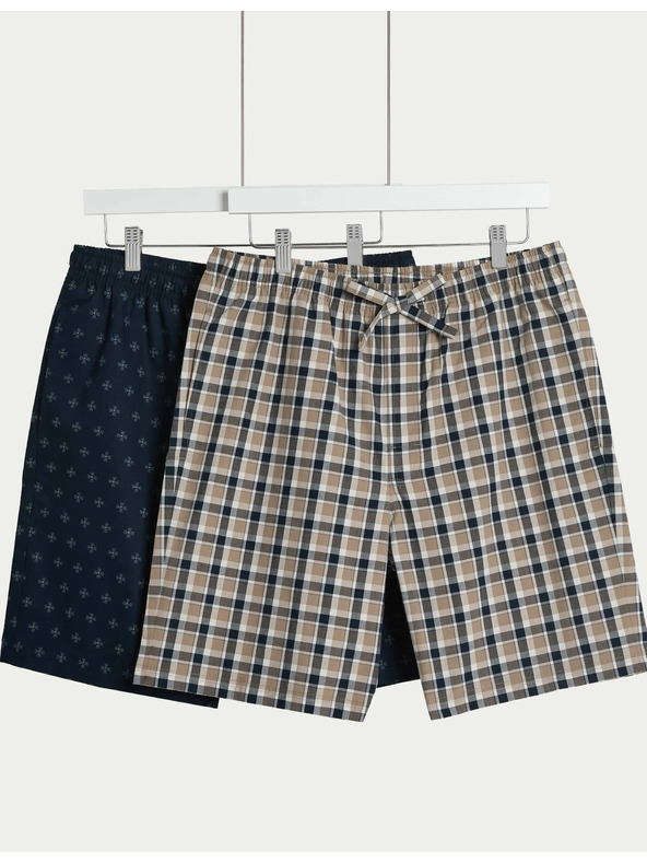 Marks & Spencer 2 db-os 100% pamut mintás pizsama rövidnadrág Marks & Spencer tengerkék