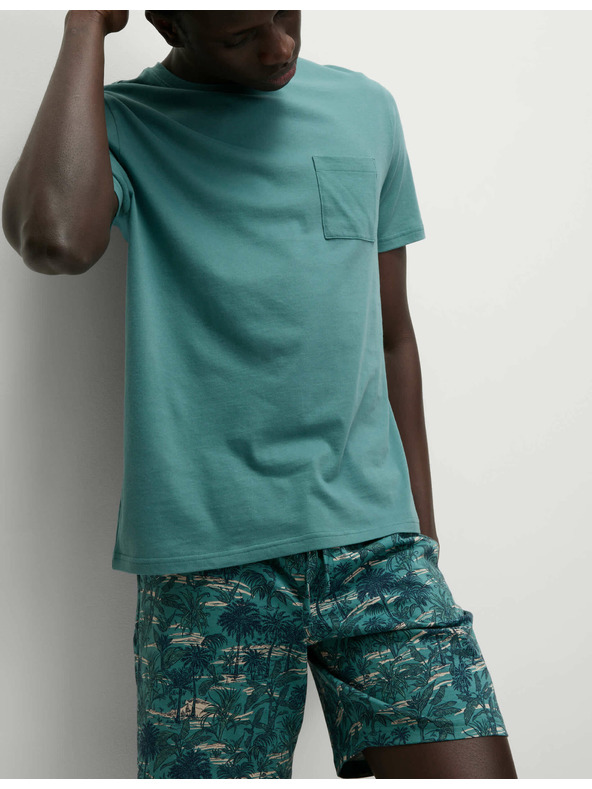 Marks & Spencer Pálmamintás 100% pamut pizsama szett Marks & Spencer zöld