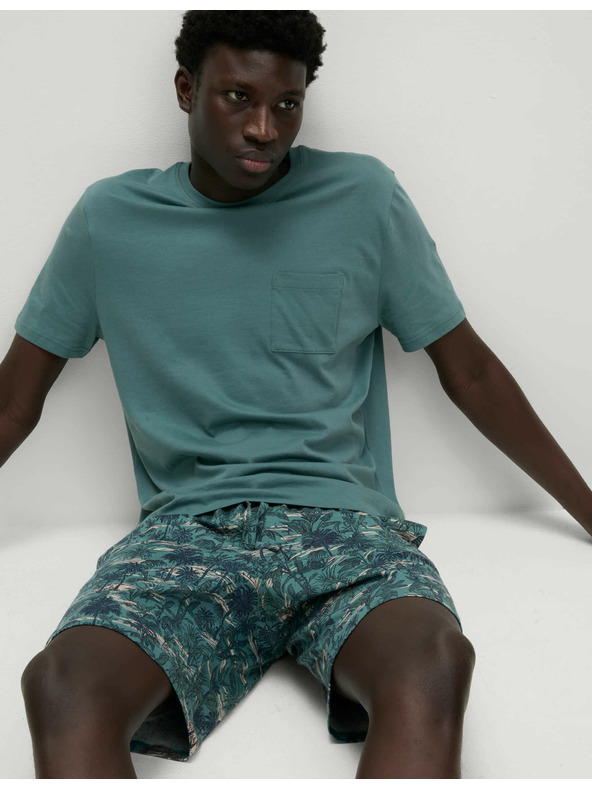 Marks & Spencer Pálmamintás 100% pamut pizsama szett Marks & Spencer zöld