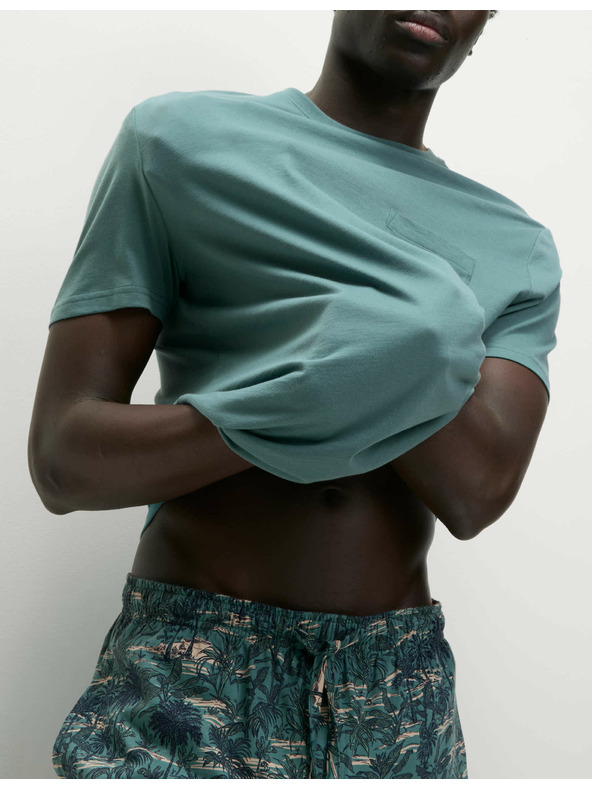 Marks & Spencer Pálmamintás 100% pamut pizsama szett Marks & Spencer zöld