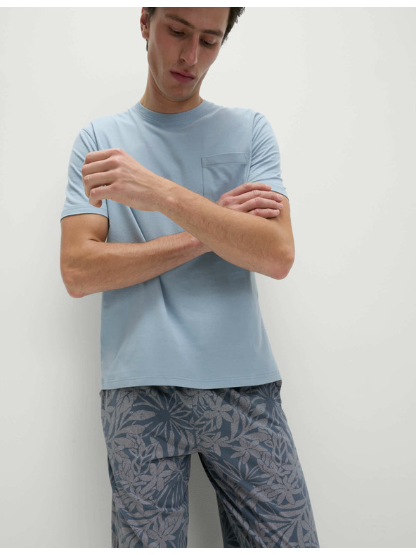 Marks & Spencer Pálmamintás 100% pamut pizsama szett Marks & Spencer kék