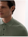 Marks & Spencer Vastag textúrájú viszkóz kötött galléros póló Marks & Spencer zöld