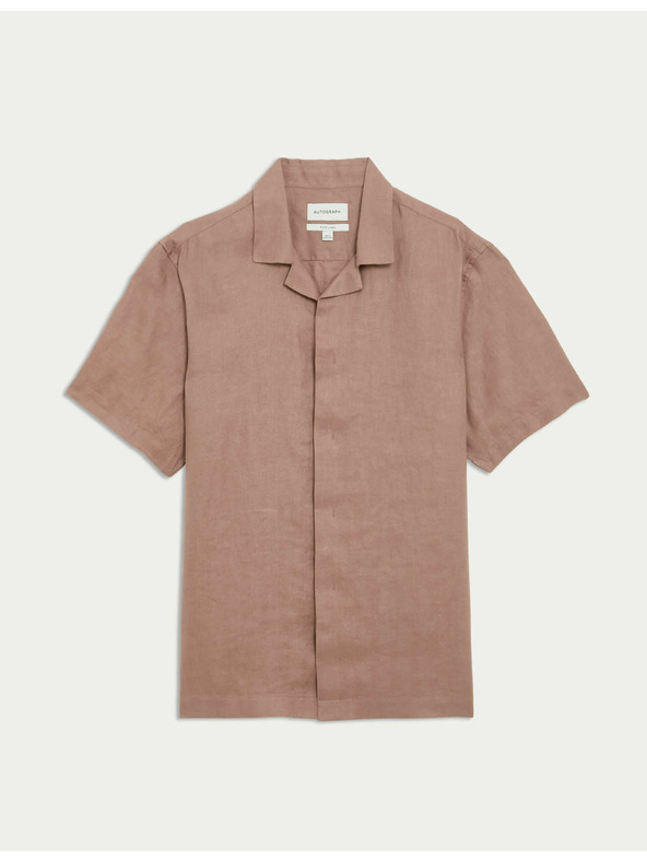 Marks & Spencer 100% len ing hallszálka mintával és kubai gallérral Marks & Spencer rózsaszín