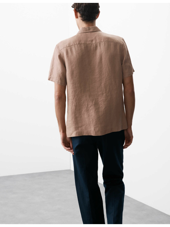 Marks & Spencer 100% len ing hallszálka mintával és kubai gallérral Marks & Spencer rózsaszín