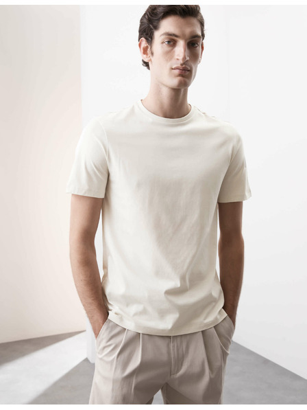 Marks & Spencer Prémium pamut póló, slim fit Marks & Spencer piszkosfehér