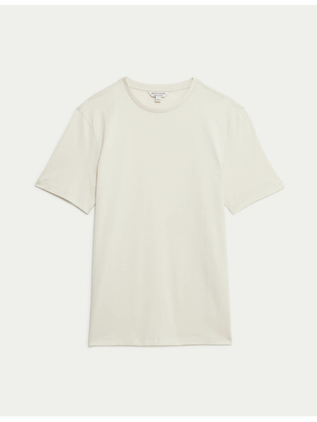 Marks & Spencer Prémium pamut póló, slim fit Marks & Spencer piszkosfehér