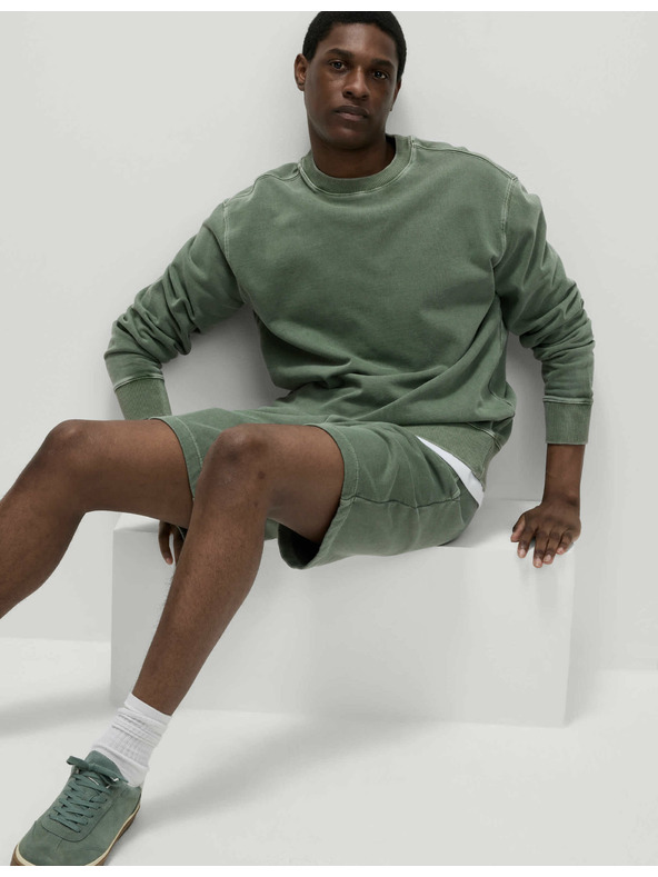 Marks & Spencer Festett, 100% pamut pulóver Marks & Spencer zöld