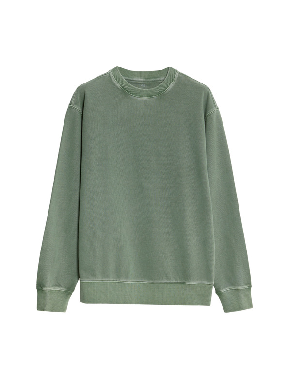 Marks & Spencer Festett, 100% pamut pulóver Marks & Spencer zöld