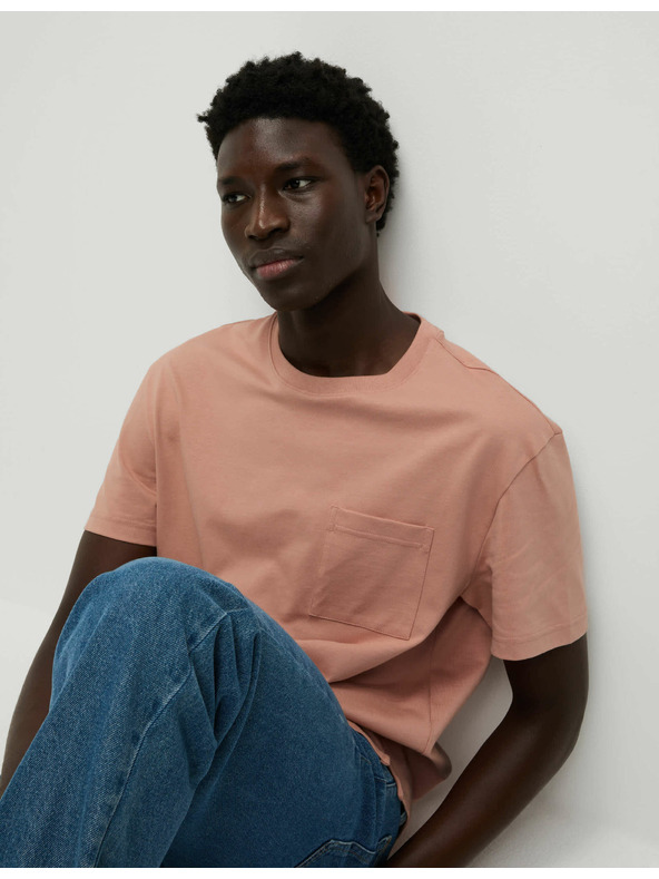 Marks & Spencer Közepes súlyú, 100% pamut póló zsebbel Marks & Spencer narancs