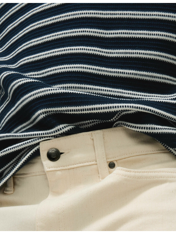 Marks & Spencer Csíkos, magas pamattartalmú Marks & Spencer póló tengerkék