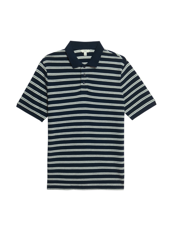 Marks & Spencer Csíkos, magas pamattartalmú Marks & Spencer póló tengerkék