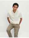 Marks & Spencer Kötött, félig cipzáras, magas pamattartalmú Marks & Spencer piszkosfehér póló
