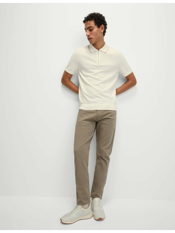 Marks & Spencer Kötött, félig cipzáras, magas pamattartalmú Marks & Spencer piszkosfehér póló