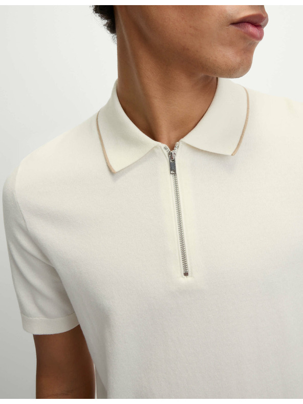 Marks & Spencer Kötött, félig cipzáras, magas pamattartalmú Marks & Spencer piszkosfehér póló