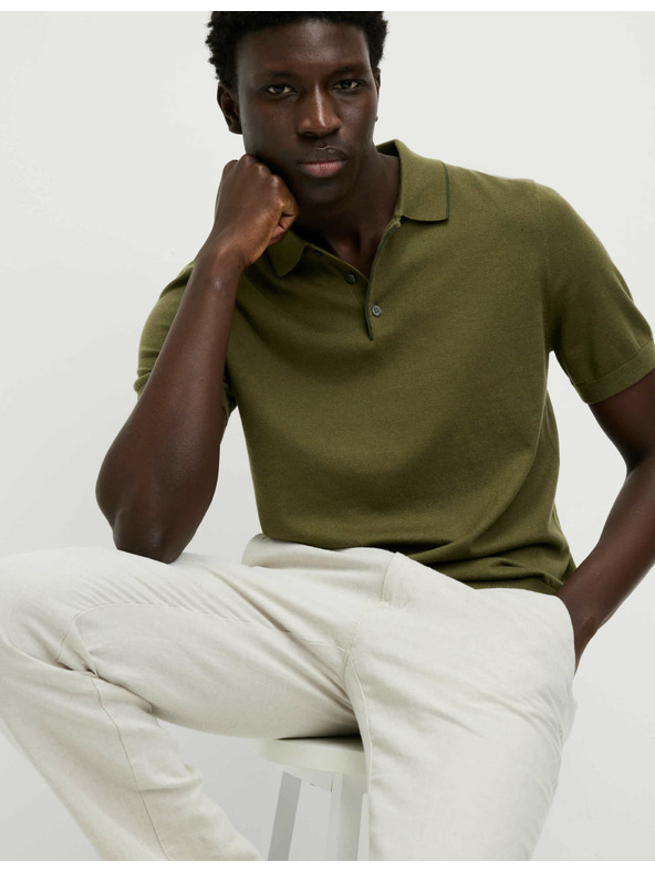 Marks & Spencer Knitted polo shirt with high cotton content Marks & Spencer green