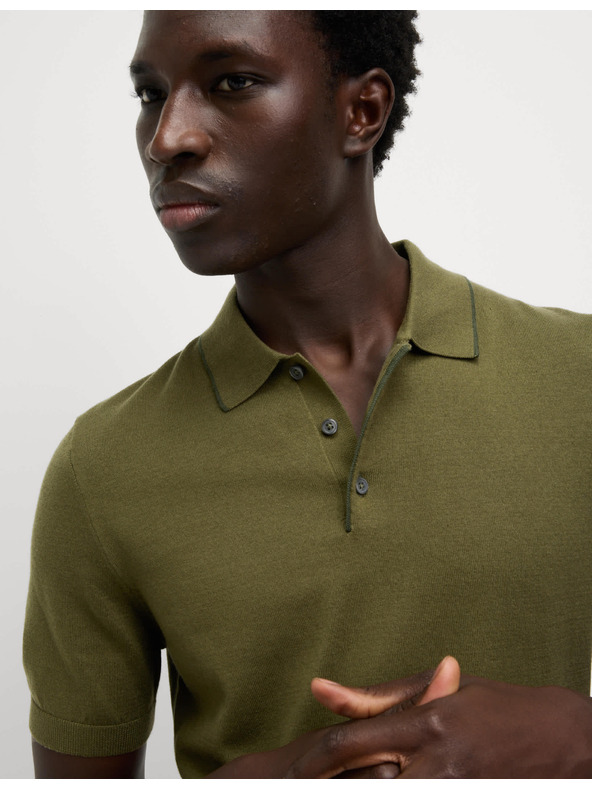 Marks & Spencer Knitted polo shirt with high cotton content Marks & Spencer green