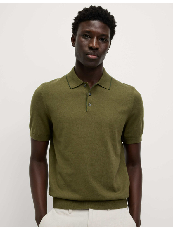 Marks & Spencer Knitted polo shirt with high cotton content Marks & Spencer green
