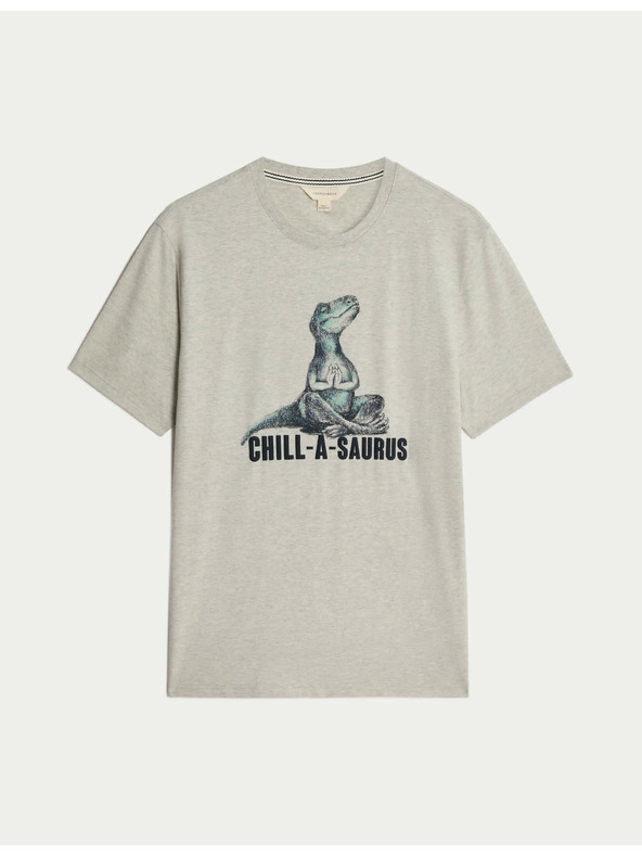 Marks & Spencer Pajama top made of pure cotton with dinosaur graphic Marks & Spencer beige