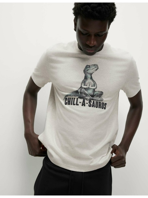 Marks & Spencer Pajama top made of pure cotton with dinosaur graphic Marks & Spencer beige