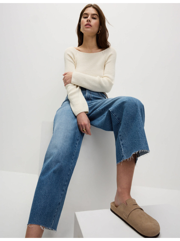 Marks & Spencer Rövidített bő szárú farmer Marks & Spencer sötétkék