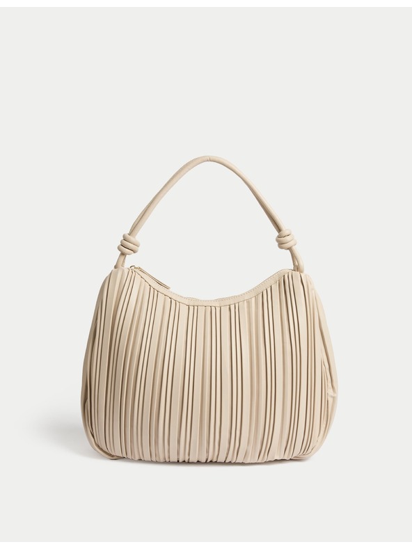 Marks & Spencer Bőrhatású pliszírozott válltáska felső fogantyúval Marks & Spencer törtfehér