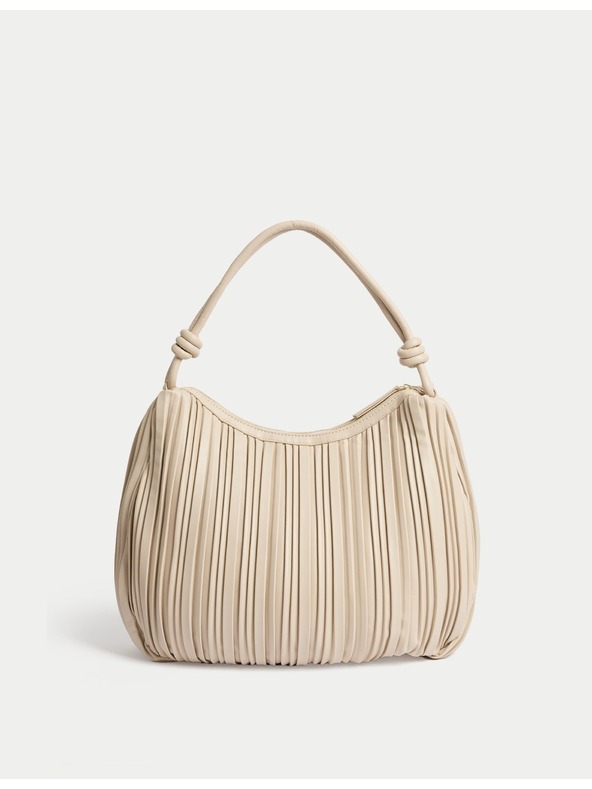 Marks & Spencer Bőrhatású pliszírozott válltáska felső fogantyúval Marks & Spencer törtfehér