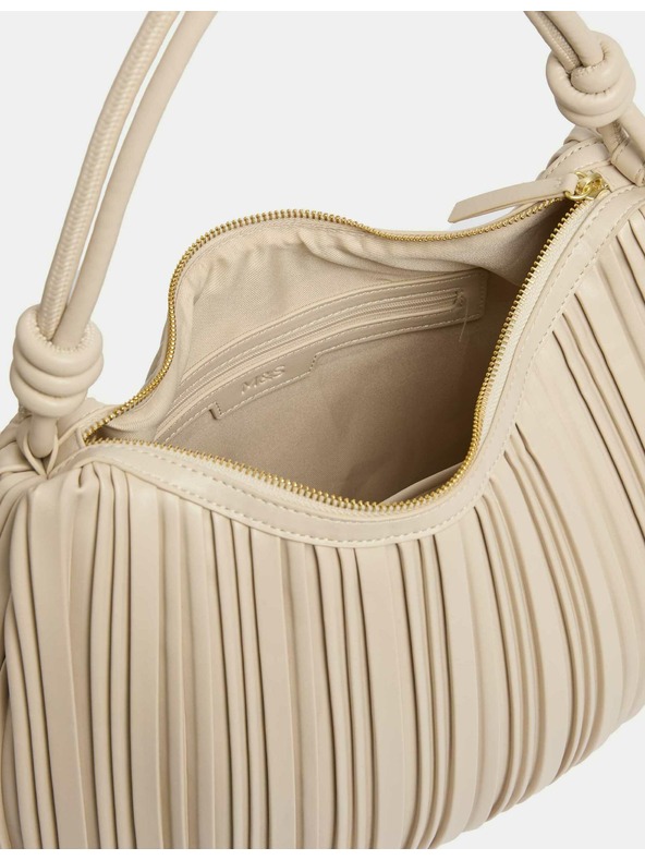 Marks & Spencer Bőrhatású pliszírozott válltáska felső fogantyúval Marks & Spencer törtfehér