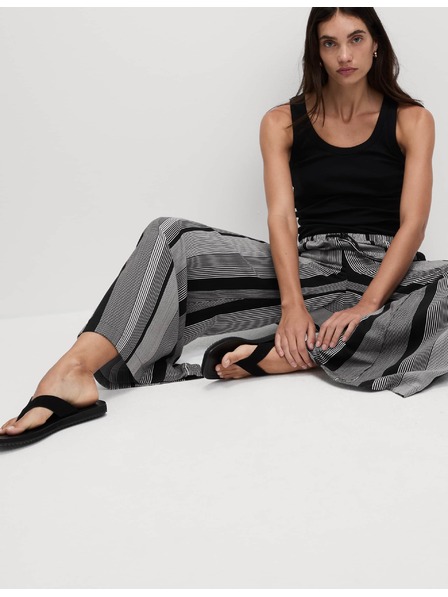Marks & Spencer Twill nadrág mintázattal, bő szárral és magas derékkal Marks & Spencer szürke