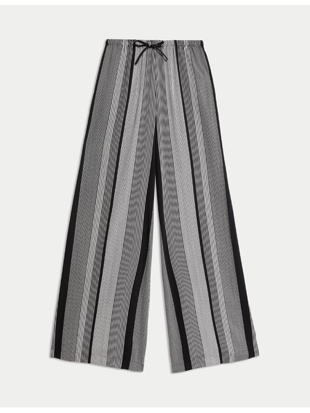 Marks & Spencer Twill nadrág mintázattal, bő szárral és magas derékkal Marks & Spencer szürke