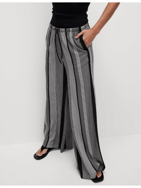 Marks & Spencer Twill nadrág mintázattal, bő szárral és magas derékkal Marks & Spencer szürke