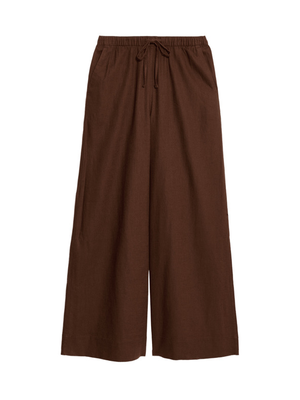 Marks & Spencer Len keverék nadrág húzózsinórral és bő szárral Marks & Spencer barna