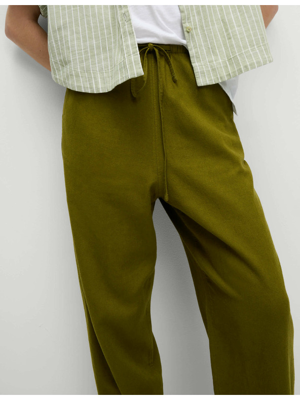 Marks & Spencer Zsinórral húzható, szűkített szárú, magas len tartalmú nadrág Marks & Spencer