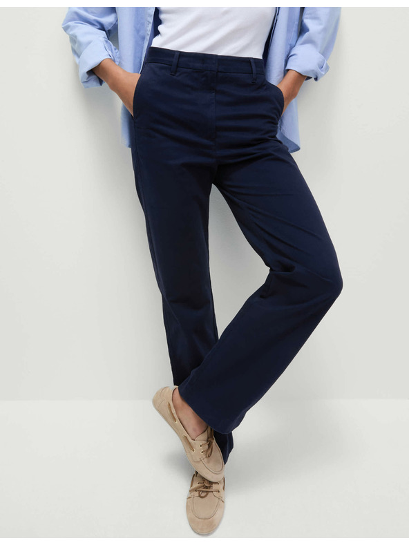 Marks & Spencer Magas pamuttartalmú egyenes chino nadrág Marks & Spencer tengerészkék