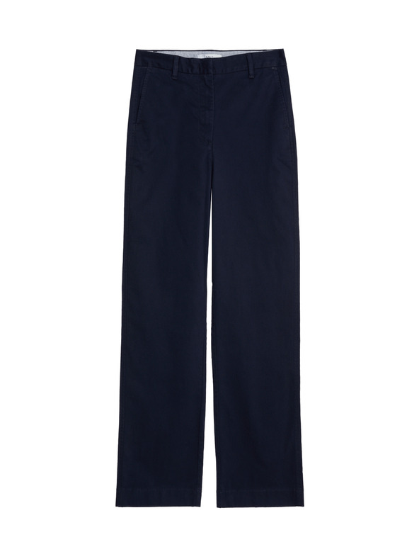 Marks & Spencer Magas pamuttartalmú egyenes chino nadrág Marks & Spencer tengerészkék