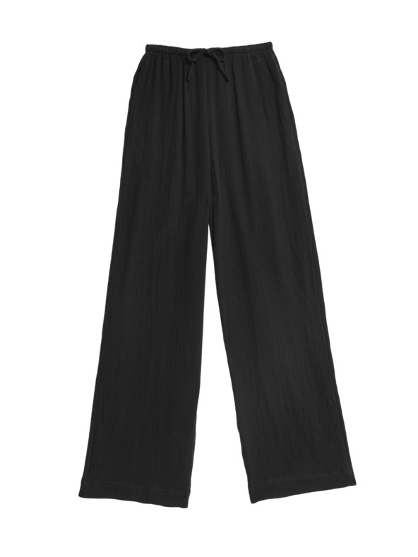 Marks & Spencer Zsinórral húzható nadrág, 100% pamutból Marks & Spencer fekete