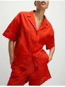 Marks & Spencer Gombos strandtop gallérral és hímzéssel, 100% pamutból Marks & Spencer piros