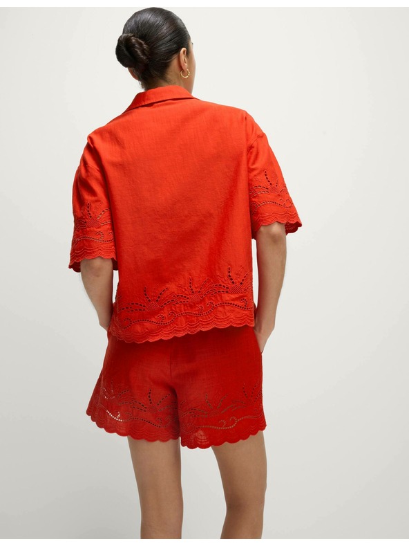 Marks & Spencer Gombos strandtop gallérral és hímzéssel, 100% pamutból Marks & Spencer piros