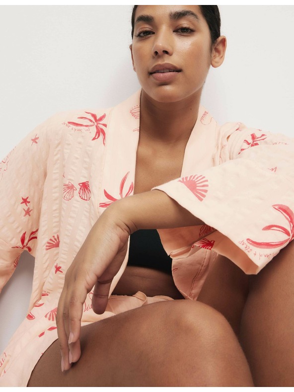 Marks & Spencer Gyűrött átlapolt fürdőköpeny magas pamuttartalommal Marks & Spencer rózsaszín