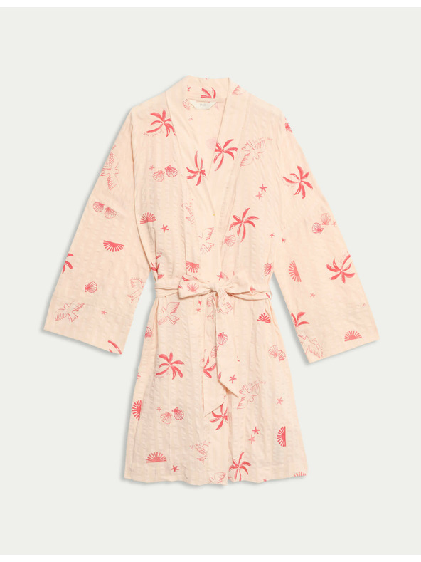 Marks & Spencer Gyűrött átlapolt fürdőköpeny magas pamuttartalommal Marks & Spencer rózsaszín