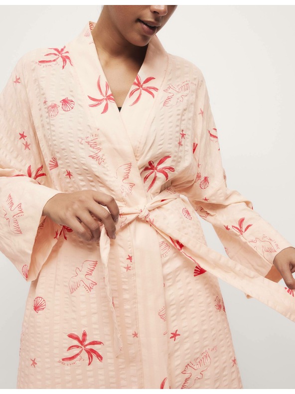 Marks & Spencer Gyűrött átlapolt fürdőköpeny magas pamuttartalommal Marks & Spencer rózsaszín