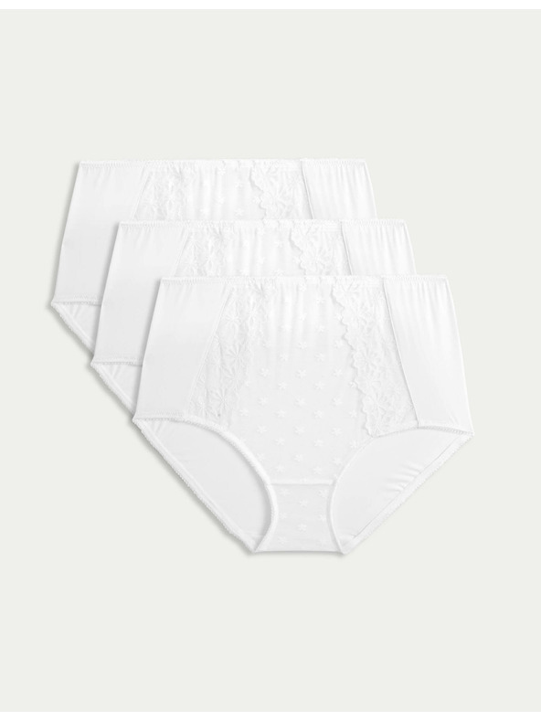 Marks & Spencer Virág hímzésű alsónadrág, 3 db csomag Marks & Spencer fehér