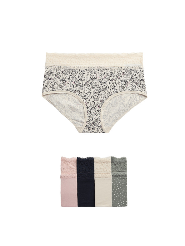 Marks & Spencer Rövidnadrág magas derékkal, magas pamuttartalommal és mintázattal, 5 db Marks & Spencer zöld