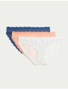 Marks & Spencer Bikini alsónadrág mintázattal és magas pamuttartalommal, 3 db Marks & Spencer krém