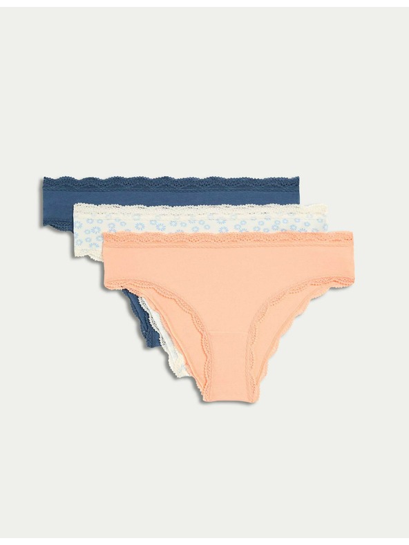 Marks & Spencer Brazil fazonú alsónadrág magas pamuttartalommal, 3 db Marks & Spencer krém
