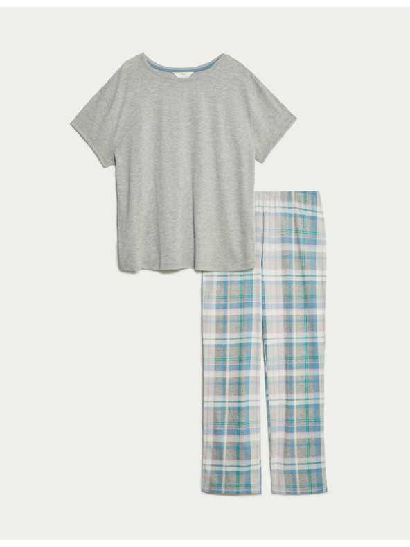 Marks & Spencer Marks & Spencer szürke, levélmintás pizsama szett magas pamuttartalommal