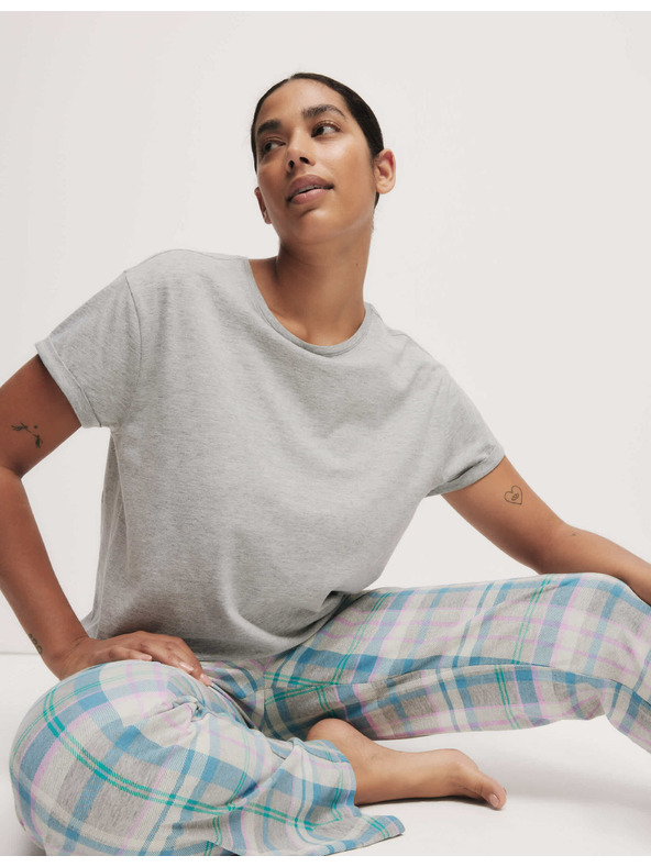 Marks & Spencer Marks & Spencer szürke, levélmintás pizsama szett magas pamuttartalommal