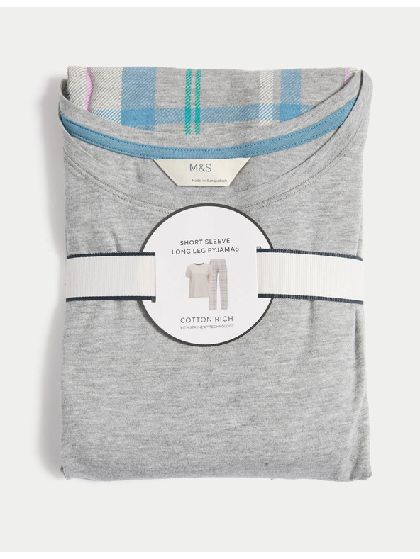 Marks & Spencer Marks & Spencer szürke, levélmintás pizsama szett magas pamuttartalommal