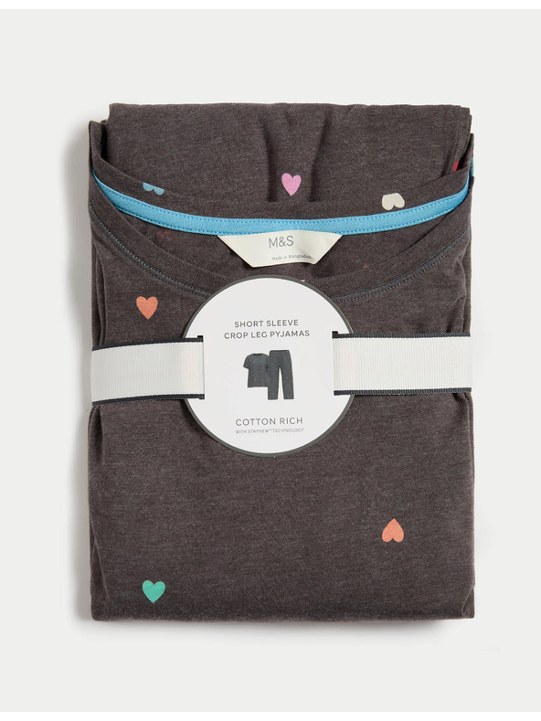 Marks & Spencer Marks & Spencer szürke, mintás pizsama szett magas pamuttartalommal