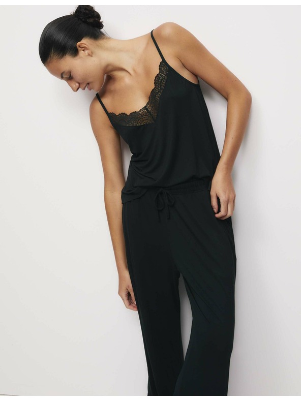 Marks & Spencer Marks & Spencer fekete, Kami pizsama felső csipke részlettel