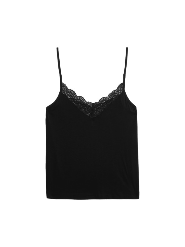 Marks & Spencer Marks & Spencer fekete, Kami pizsama felső csipke részlettel